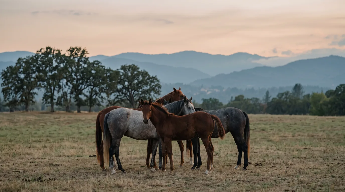 Chevaux en liberté, La Ferme de l'Ouest, Rhône